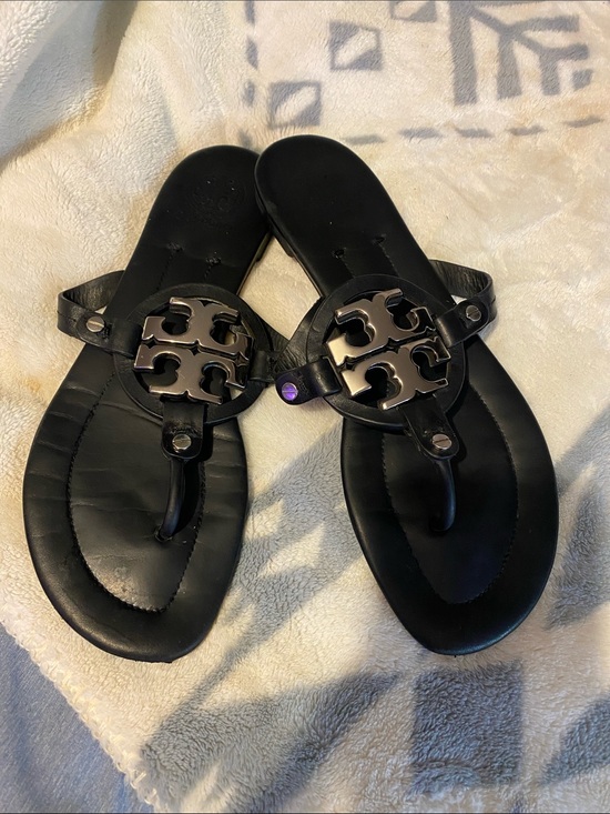 Tory Burch Shoes - Tory Burch Black Logo Thong Sandals